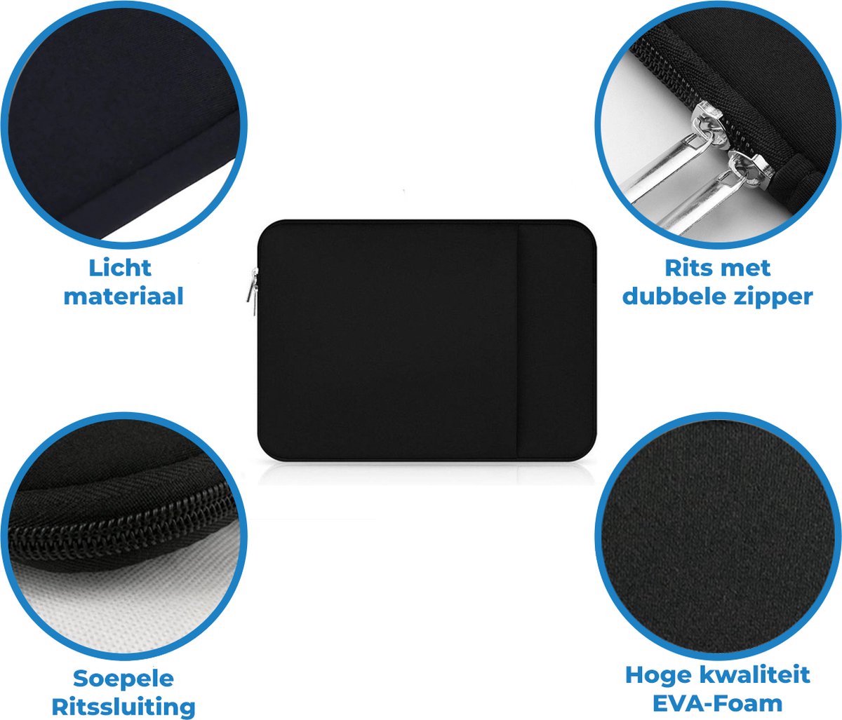 Igoods Laptophoes - Laptophoes 14 inch - Laptop hoes Met Extra Vak Zwart Neopreen - Schokbestendig - Krasbestendig - Laptoptas - Laptop sleeve - Laptop case - Laptop cover - Laptophoes 13 inch - Laptop tas 13/14 inch — afbeelding 5