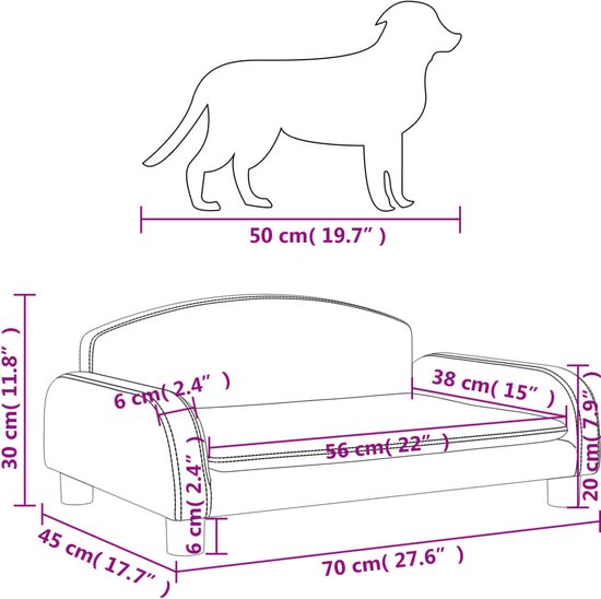 vidaXL Hondenmand 70x45x30 cm stof crèmekleurig, hondenbank, hondenbed, dierenmand, huisdierenbank, huisdierenmand, dierenbed, huisdierenbed