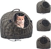vidaXL Transporteur de chat - Bois de saule naturel - 60 x 45 x 45 cm - Grijs/ Zwart - Sac de transport