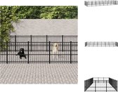 vidaXL Hondenhok Hondenkennel - Zwart Gepoedercoat Staal - 776x291x100cm - Stevige Constructie - Kennel