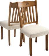 Stretch Jacquard stoelhoezen voor de eetkamer, afneembare wasbare stoelzitting Protector Slipcover (Beige, 6)