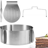 4 stuks roestvrij staal - Verstelbare Cake Ring, Cake Slicer, Pastry Mes, Cake Slice - Helpt bakken Beginners en Hobby Bakers tot Hemelse Cake