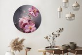 WallCircle - Wandcirkel bloemen ⌀ 90 cm - Muurcirkel schilderij binnen - Moderne abstracte kunst - Wandbord rond slaap kamer - Huis decoratie woonkamer - Wanddecoratie cirkel schilderijen - Slaapkamer accessoires - Muurcirkels - Wanddeco