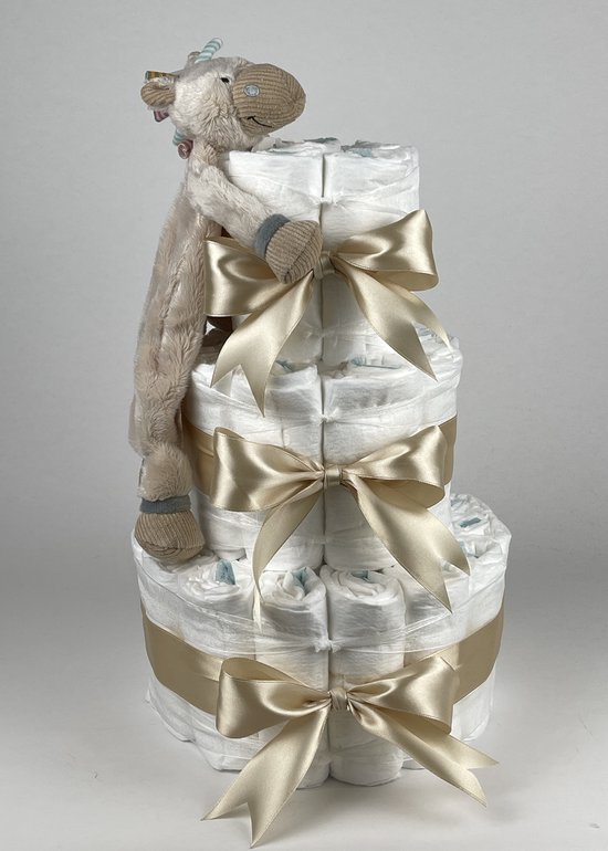 Foto: Chouette chouette luiertaart neutraal kraamcadeau geboorte jongen meisje babyshower tuttle horse bright beige