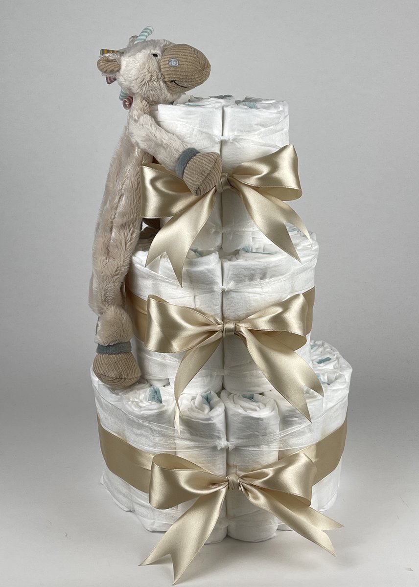Goedkoopste Chouette-Chouette | Luiertaart Neutraal | Kraamcadeau | Geboorte Jongen Meisje | Babyshower | Tuttle Horse Bright Beige
