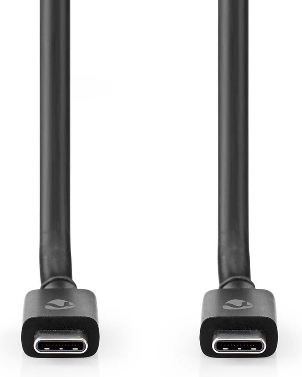 Nedis USB-Kabel - USB 4.0 Gen 2x2 - USB-C Male - USB-C Male - 240 W - 8K@60Hz - 20 Gbps - Vernikkeld - 2.00 m - Rond - PVC - Zwart - Label