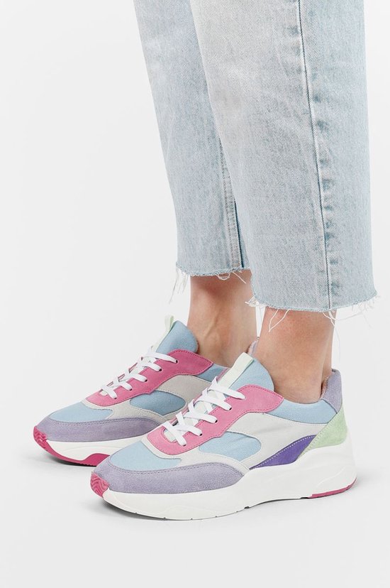 Sacha - Dames - Blauwe multicolor suède sneakers