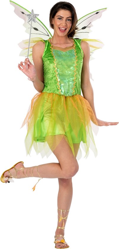 Foto: Funny fashion tinkerbell kostuum elf eliane vrouw groen maat 32 34 carnavalskleding verkleedkleding