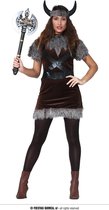 Guirca - Piraat & Viking Kostuum - Violetta De Viking - Vrouw - Bruin, Grijs - Maat 36-38 - Carnavalskleding - Verkleedkleding