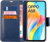 Hoesje Blauw - Geschikt voor OPPO A58 - Portemonnee Book Case - Boekje Met Kaarthouder / Pasjeshouder en Magneetsluiting - Booklet - Wallet Beschermhoes - Telefoonhoesje