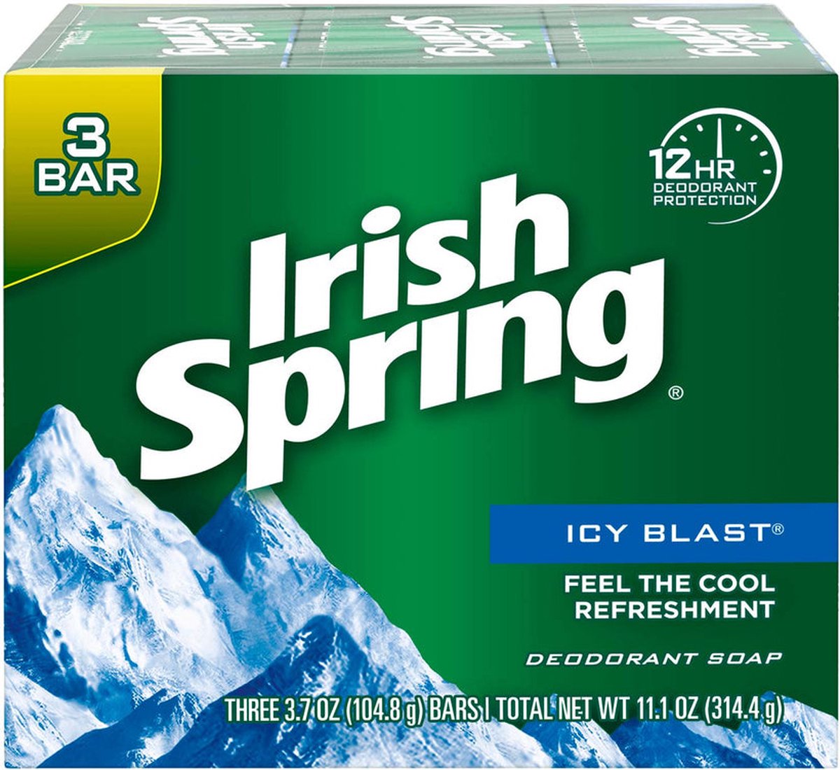 Irish Spring - Deodorant Soap - Icy Blast - 3 Bars - Zeep - 3 stuks