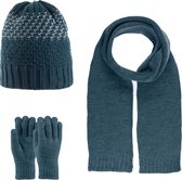 Kitti 3-Delig Winter Set | Muts (Beanie) met Fleecevoering - Sjaal - Handschoenen | 9-15 Jaar Jongens | K23180-13-04 | Patrol Blue