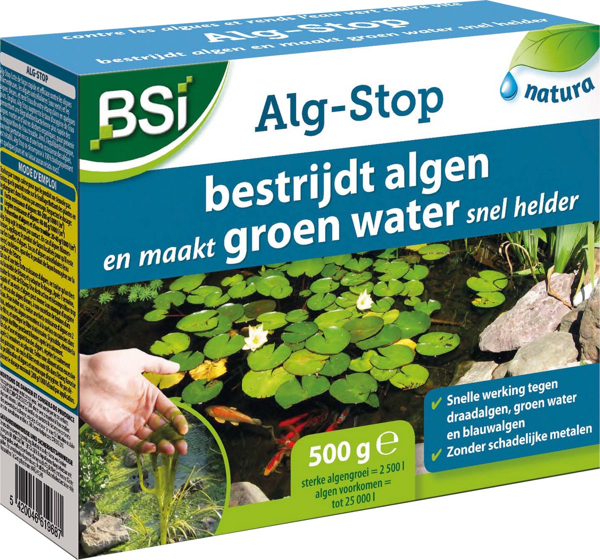 BSI Alg-Stop In Situ – Algenbestrijder voor Vijvers – Helder Vijverwater – 500 g – 25 m³