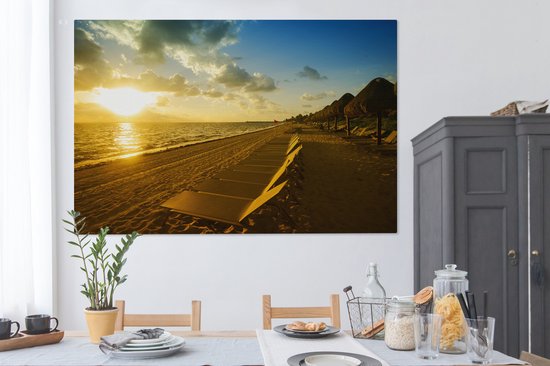 Canvas schilderij 150x100 cm - Wanddecoratie Cancun strand Mexico - Muurdecoratie woonkamer - Slaapkamer decoratie - Kamer accessoires - Schilderijen op canvas