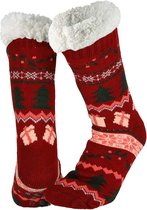 Dames Home Socks Kerst Huissokken Kerstsokken Rood - Maat One size