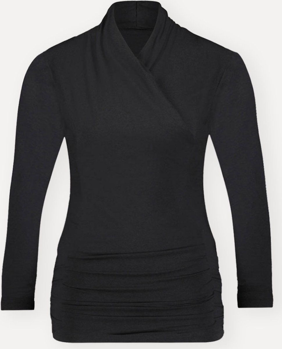 Namastae® Sport shirt dames lange mouw, Yoga shirt, Cross over model, Zwart, Maat