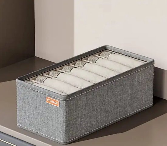 Without Lemon - Set van 2 - Ondergoed Organizer - 7 vakken - Opberger - Verdeler - Lade - 32x16x11CM - Licht Grijs