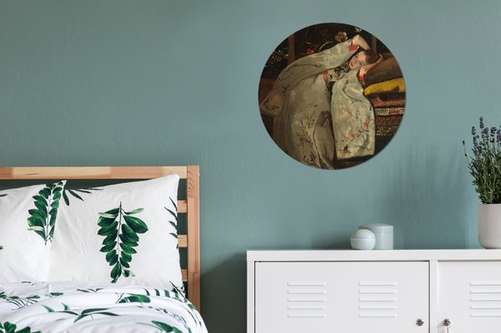 Fille en kimono blanc - Peinture de George Hendrik Breitner cercle mural aluminium ⌀ 60 cm - Tirage photo sur aluminium (décoration murale métal)