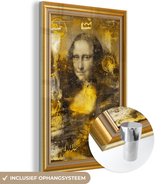 MuchoWow® Glasschilderij 100x150 cm - Schilderij acrylglas - Mona Lisa - Da Vinci - Lijst - Goud - Foto op glas - Schilderijen
