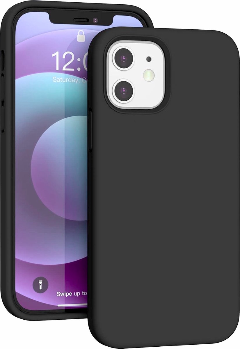 iPhone 12/12 Pro Ultieme Zwart Shockproof Silicon Case - Luxe iPhone 12|12 Pro Bescherming Hoesje - Stevig iPhone 12|12 Pro Backcover van Premium Kwaliteit.