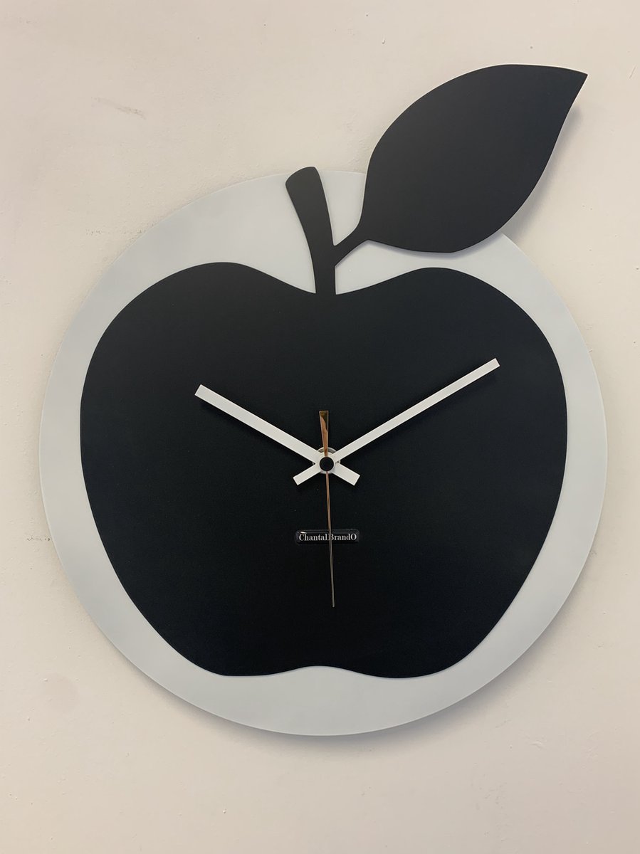 Wandklok ChantalBrandO BLACK APPEL -- MODERN DESIGN --