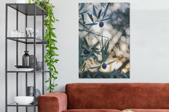 Olives dans un olivier 90x140 cm - Tirage photo sur toile (Décoration murale salon / chambre)