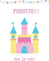 Lise Schrijft | Uitnodiging Kinderfeestje | Duurzaam | Meisje | 12 kaarten | Prinses | Kasteel | met leuke sluitstickers | incl. envelop |