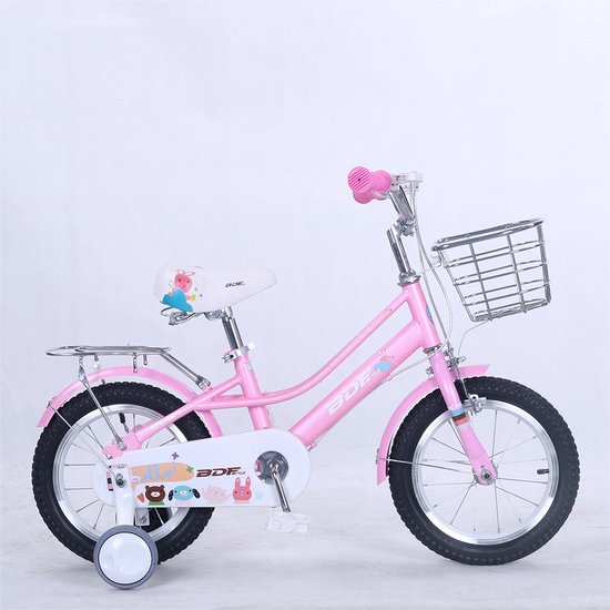Deryan Luxe Kinderfiets 14 Inch | 3-in-1 Loopfiets met Verstelbaar Zadel en Stuur voor Jongens en Meisjes | Roze