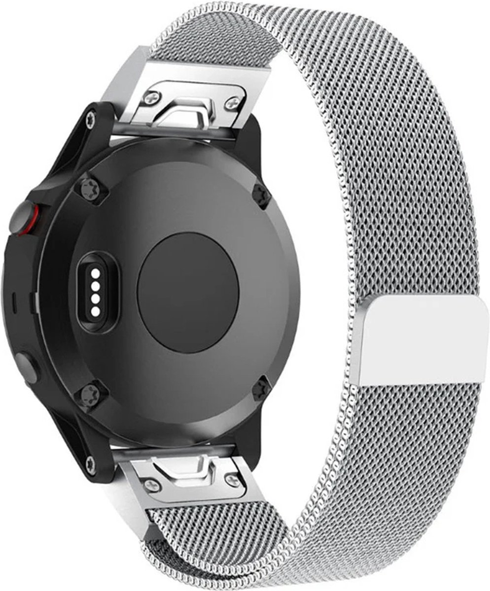 Quick Fit milanese horlogeband Garmin Fenix 5s/5splus zilver magneetsluiting 22mm