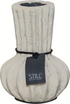 STILL - Kleine Flesvaas - Bol Vase Fan - Japandi - Golven - Beige - 14x20 cm