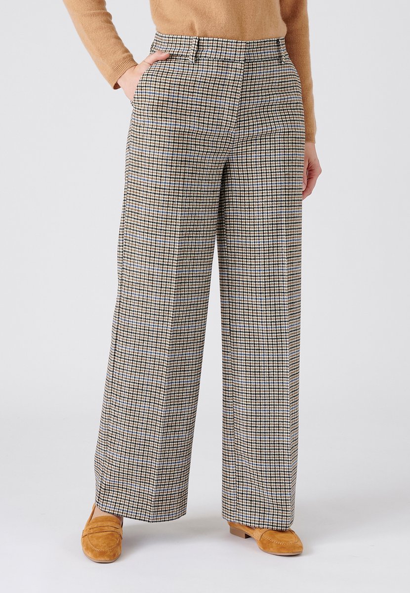 Damart - Wijde broek met ruitjes - Dames - Beige - 42