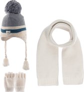 Kitti 3-Delig Winter Set | Muts (Beanie) met Fleecevoering - Sjaal - Handschoenen | 1-4 Jaar Jongens | K23160-11-04 | Cream