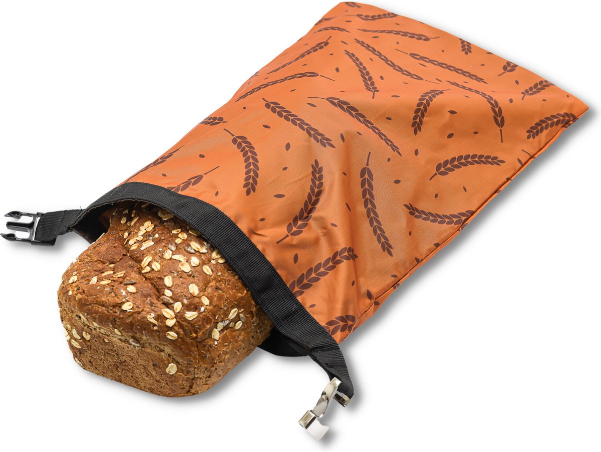 Broodnodig® - Herbruikbare Broodzak (44x30cm) – 100% RPET – Broodzakken Voor Zelfgebakken Brood – Luchtdicht – Thuisbakker - Diepvrieszak - Brooddoos – Golden Harvest