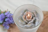 Candles by Milanne - Rooskaars in Spiegel Zilver in prachtig mat glas 9cm - BEKIJK VIDEO