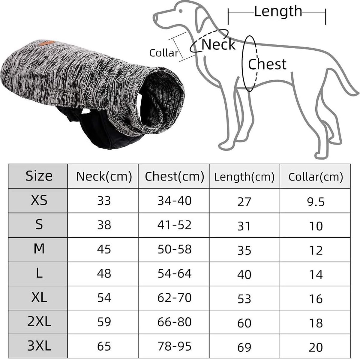 Bol.com LIVACASA Hondenjas, winddicht, warm hondenjack, gevoerd, waterafstotend, winterjas voor honden, buikbescherming met linn... aanbieding