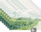 Placemat - Placemats kunststof - 45x30 cm - Van Gogh - Kunst - Oude meesters - Veld met groen koren - 6 stuks - Borden onderleggers antislip - Tafel decoratie - Luxe tafelversiering - Tafelmat vinyl - Bord onderlegger - Tafeldecoratie accessoires