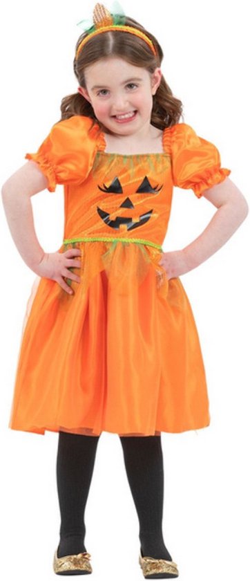 Smiffy's - Pompoen Kostuum - Heks Poempoeloentje - Meisje - Oranje - Small - Halloween - Verkleedkleding