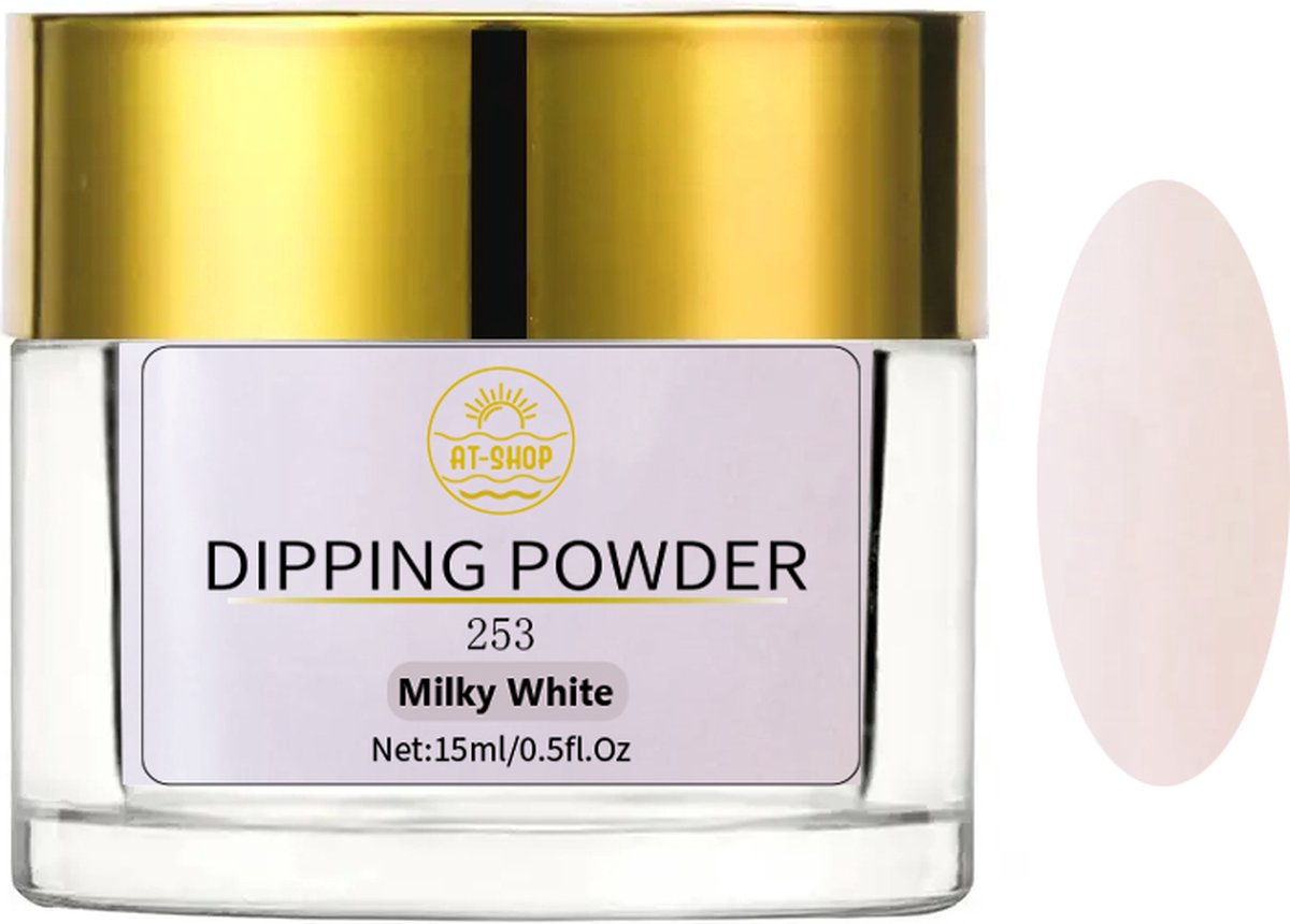 AT-Shop - Dipping Powder - 253 Milky White- Te Gebruiken met elk merk Dip Powder - Dip poeder - Dip nagel - Nailart - Nail- Pink Gellac starter set