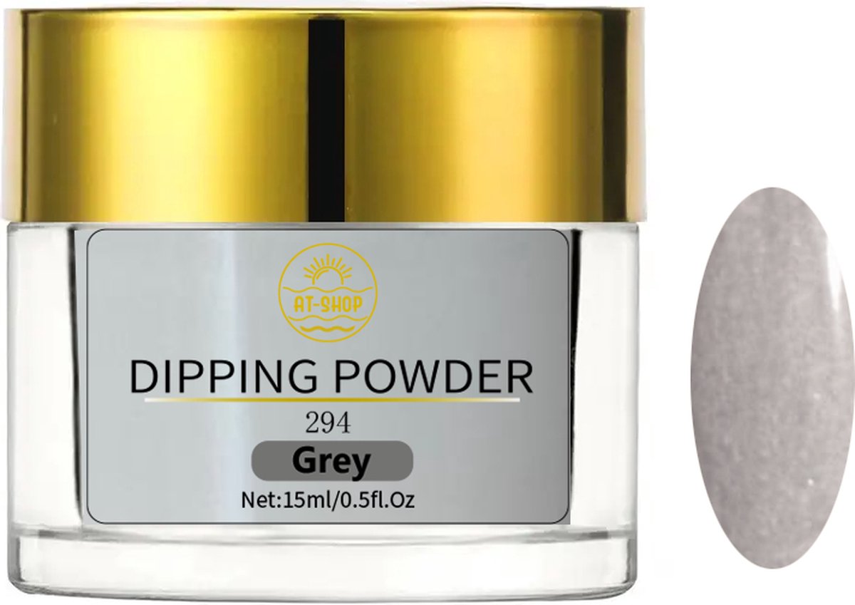AT-Shop - Dipping Powder - 294 Grey - Te Gebruiken met elk merk Dip Powder - Dip poeder - Dip nagel - Nailart - Nail- Pink Gellac starter set