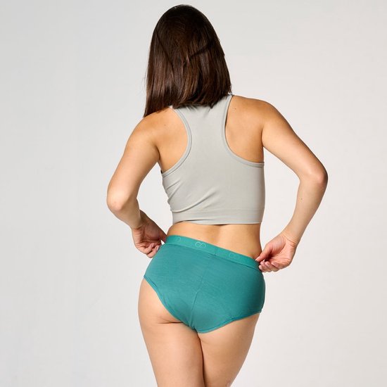 Moodies menstruatie ondergoed (meiden) - Bamboe Hipster - heavy kruisje - groen - maat S (164/170) - period underwear