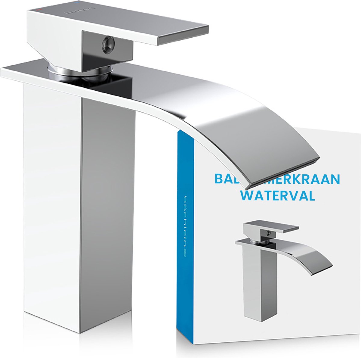 Bächlein Waterval Badkraan in Waterfall-Design, Eengreeps mengkraan met duurzame keramische cartridge en montageset, Badkraan Chroom