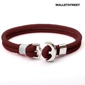Walletstreet Rope Chain Anker Armband-Bordeaux Rood- Armband 21 -voor mannen en vrouwen-Kerstcadeau-Ideale geschenk