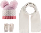 Kitti 3-Delig Winter Set | Muts (Beanie) met Fleecevoering - Sjaal - Handschoenen | 1-4 Jaar Meisjes | K23160-05-01 | Cream