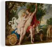 Canvas Schilderij Venus poogt Adonis van de jacht te weerhouden - Schilderij van Peter Paul Rubens - 120x90 cm - Wanddecoratie