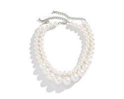 Big Double Pearl - Parel Ketting | Set 2 stuks | Imitatieparel / Bijoux | Fashion Favorite