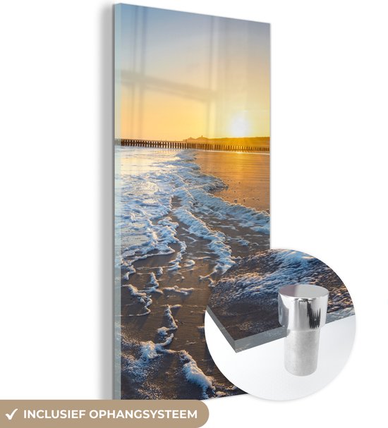 MuchoWow® Glasschilderij 80x160 cm - Schilderij acrylglas - Het strand bij Domburg - Foto op glas - Schilderijen