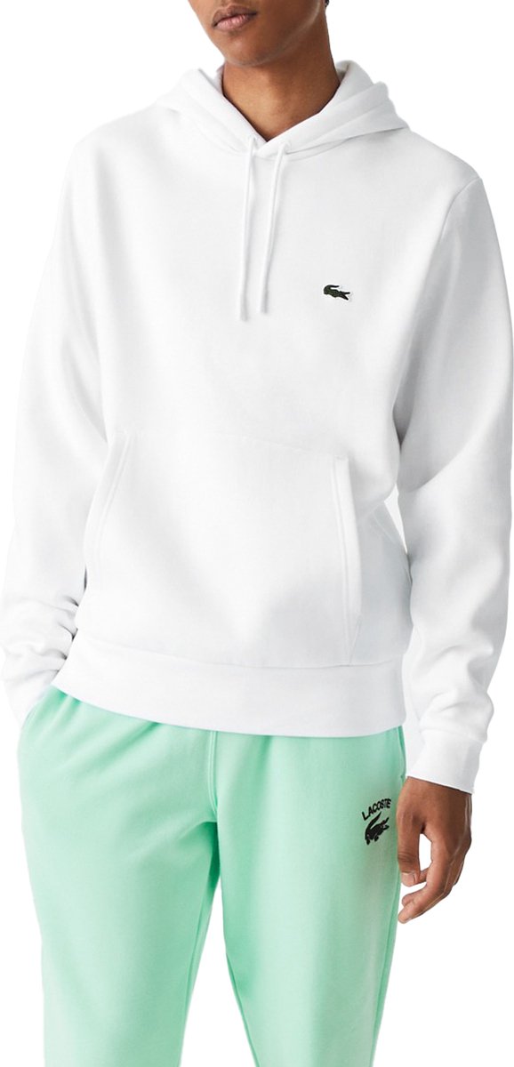Lacoste Bio Cotton Fleece Hoodie Heren Wit