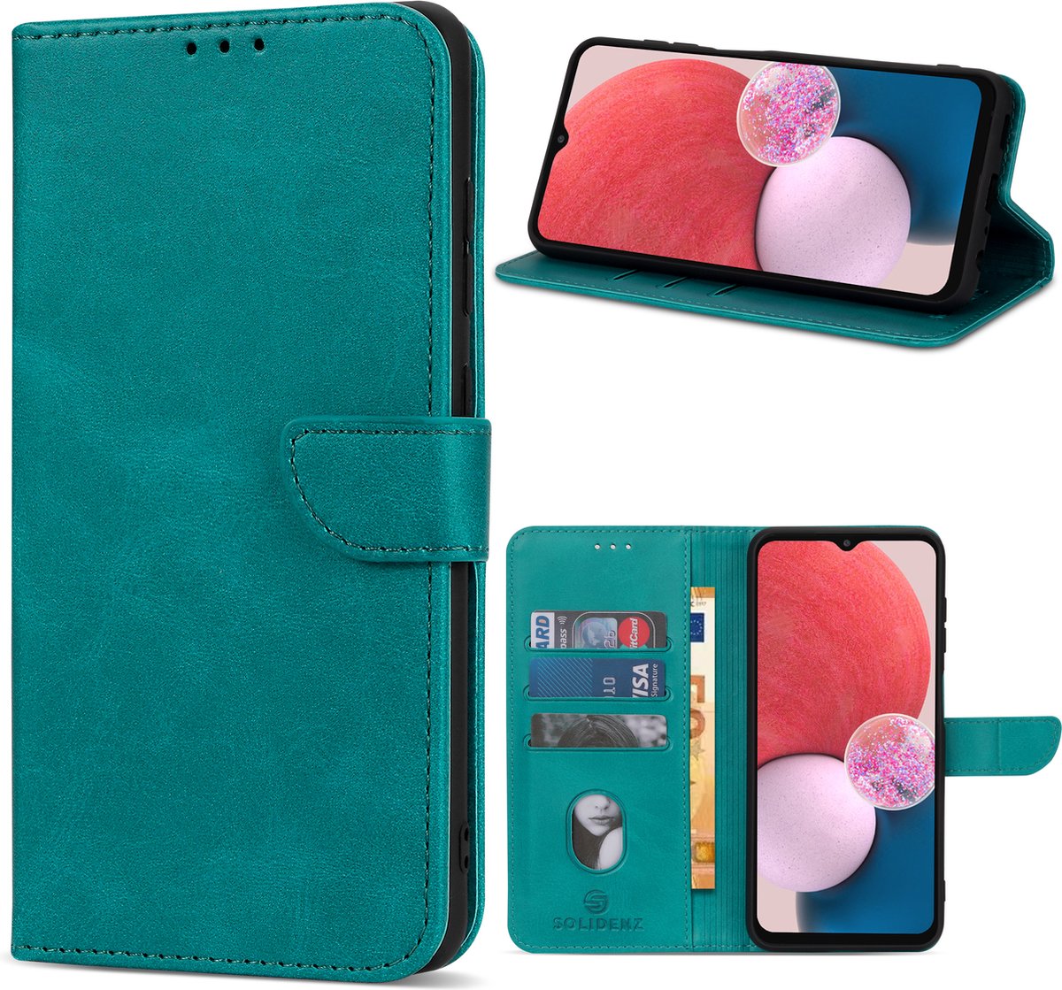 Geschikt Voor Oppo A77 5G Hoesje - Solidenz Bookcase A77 5G - Telefoonhoesje A77 5G - Case Met Pasjeshouder - Cover Hoes - Blauw