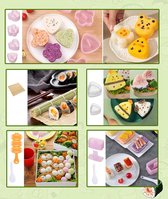 12 stuks Onigiri Mold Set, Musubi Maker Press met sushimat en rijstschep thuis DIY rijstbal maker voor kinderen leuke lunchbox picknick gereedschap, gemakkelijk te gebruiken en schoon te