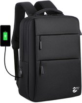 Grey Fox Sac à dos pour ordinateur portable avec port de chargement USB - 17 pouces - Cartable - Hydrofuge - Insert valise - Grande capacité 31 L - Zwart
